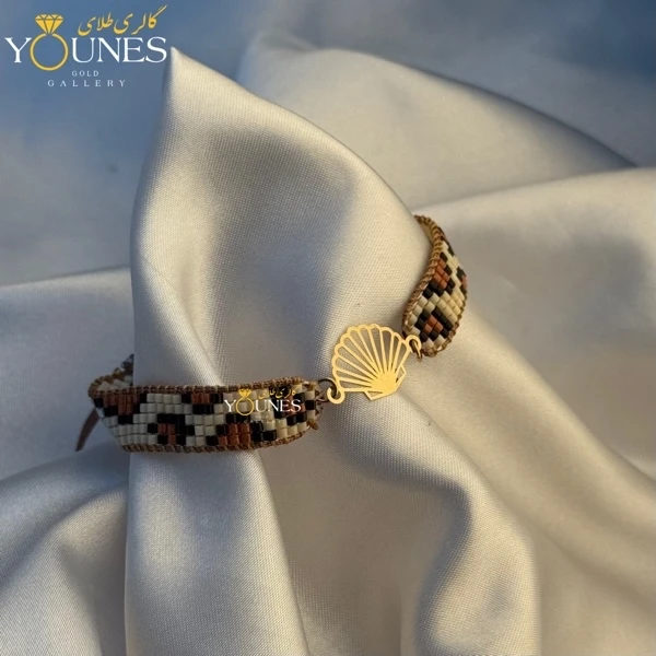 دستبند میوکی پلنگی صدف طلا